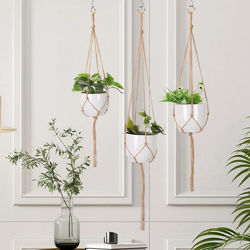 Hanging Plant Handmade Macrame Plant Hanger Flower Pot Planter Hanger Wall Decor Courtyard Garden Hanging Planter Hanging Basket - ALPENZO