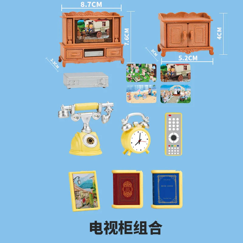 miniature items dollhouse furniture accessories living room bedroom supermarket shopping games family interaction doll kids toys ALPENZO