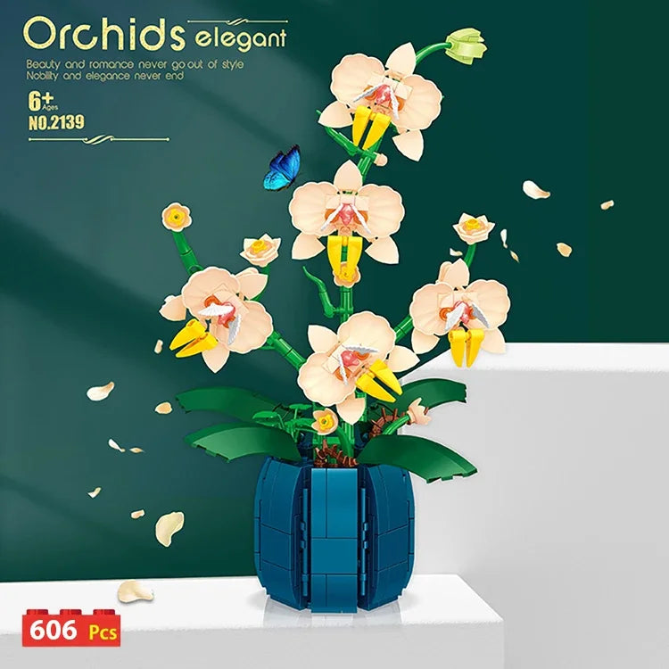 WLtoys 2139 Orchid Building Blocks Flowers Bouquet Flower Blocks Bonsai Plant Model Bricks Romantic Home Decoration Toy For Kids ALPENZO