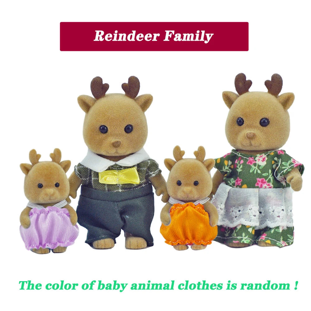 Rabbit Doll 1/12 Micro Dollhouse Reindeer Sheep Elephant Squirrel Family Kitchen Toy Miniature Furniture Set Girl Toy Gift ALPENZO