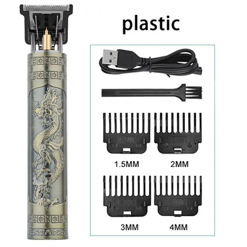 Vintage T9 Electric Hair Cutting Machine Hair Clipper Professional Men Shaver Rechargeable Barber Trimmer for Men Dragon Buddha - ALPENZO