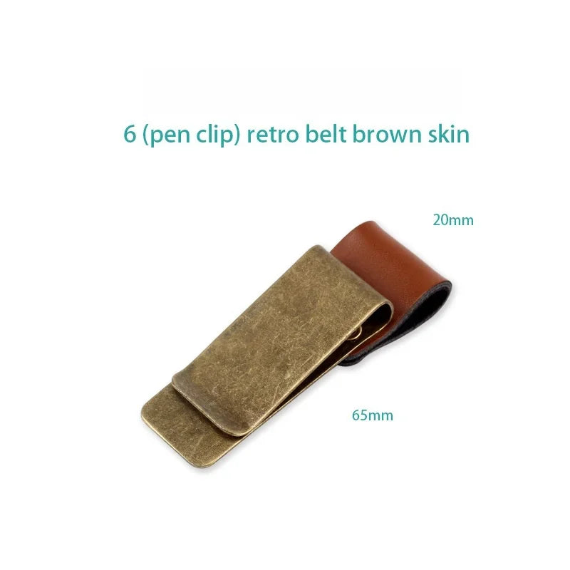 Vintage Brass Notebook Metal Pen Clips PU Leather Pen Holder Loose Leaf Dairy Memo Clip Bookmarks Journal Planner Pencil Holder ALPENZO