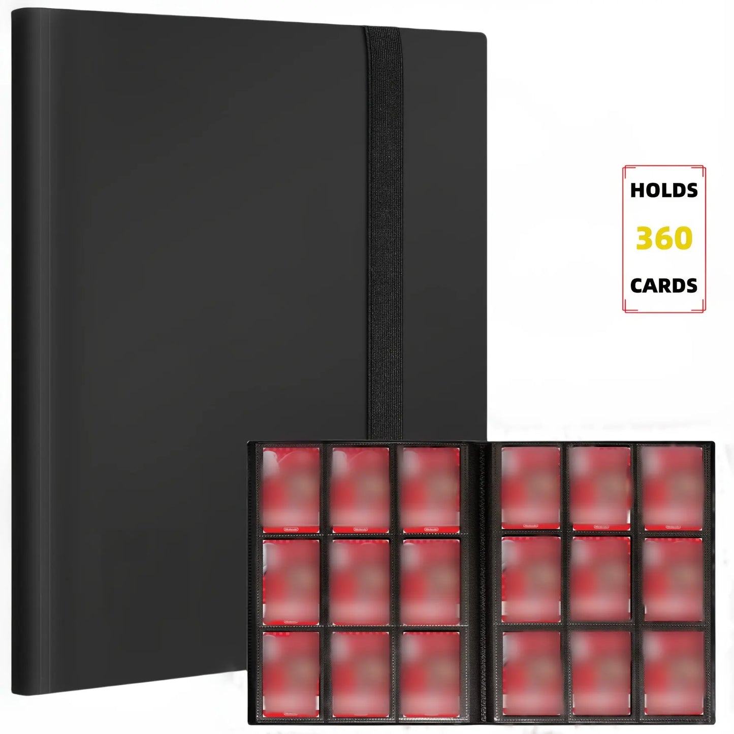 Premium 9-Pocket Polypropylene Trading Card Binder, Holds 360 Cards, Side-Loading Pockets, Elastic Durable Collectors Album
