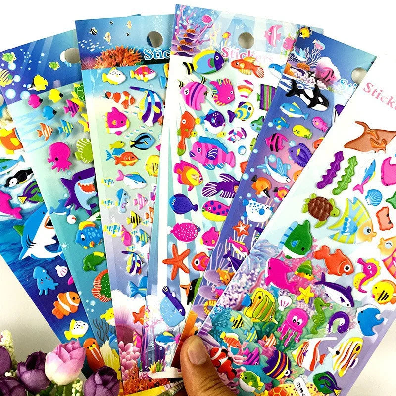 6 Sheets 3D Bubble Sticker Car Truck Plane Traffic Waterproof Cartoon Anime Stickers For Girl Boy Kids Funny Educational Toys ALPENZO