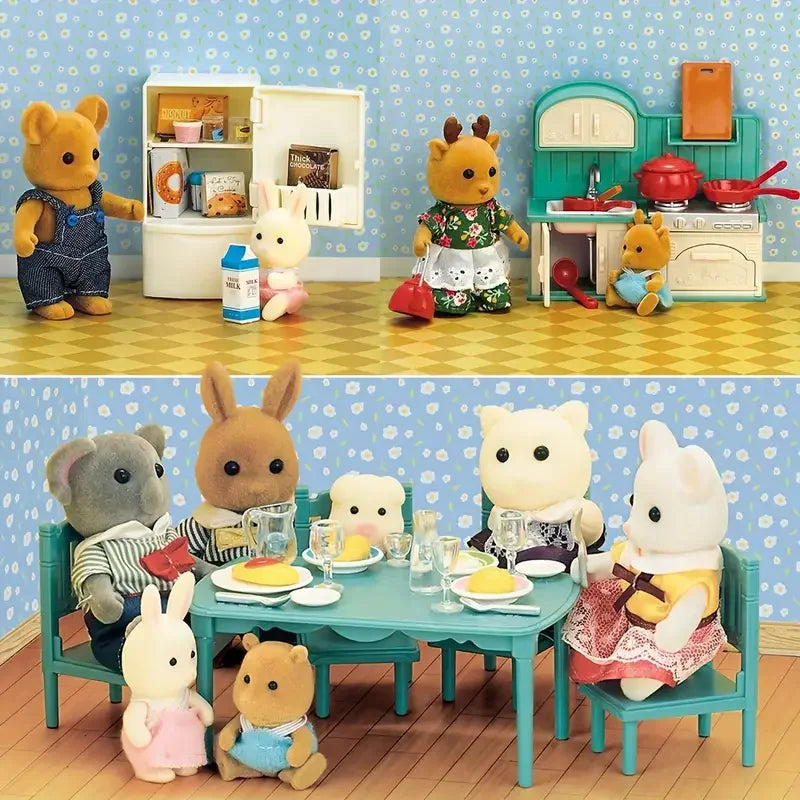 1:12 Miniature Furniture Forest Family Kitchen Toy Dining Table Dollhouse Accessories Bathroom Pretend Play For Girl Gifts Toys ALPENZO