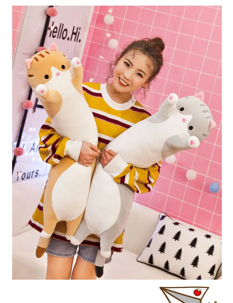 50-70cm Long Cat Plush Toys Cute Animal Cat Creative Long Soft Toys Office Break Nap Sleeping Pillow Stuffed Gift Doll For Kids ALPENZO