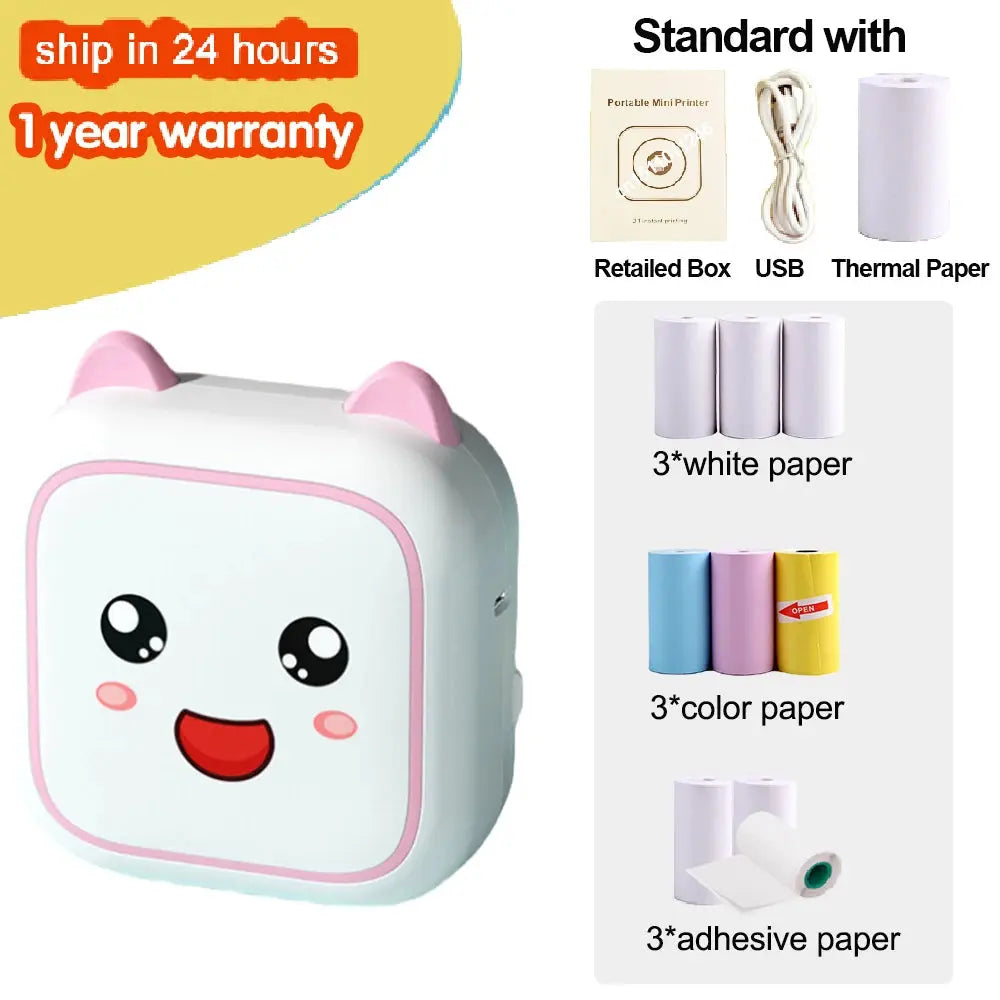 KGG Mini Portable Thermal Printer Paper Photo Pocket Thermal Printer Printing Wireless BT Connect Printers 200dpi Photo Lable - ALPENZO
