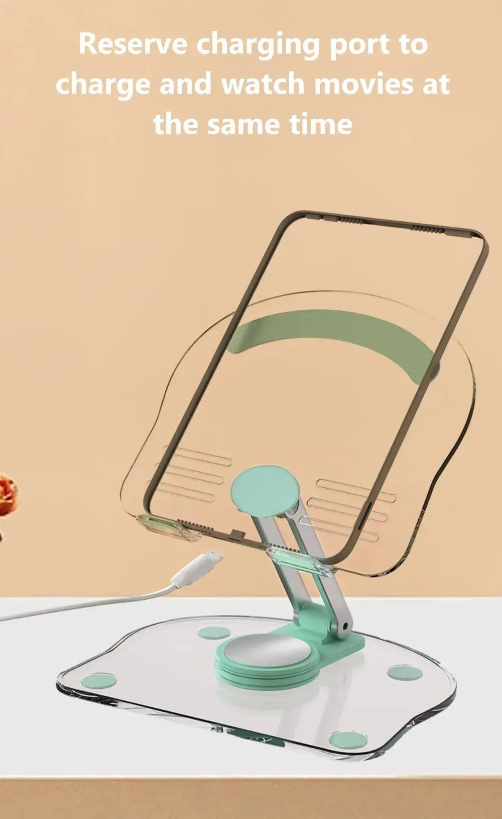 Transparent Rotating Stand Acrylic Plate Desktop Mobile Phone Tablet Universal Live Folding Adjustment Computer Support Stand - ALPENZO