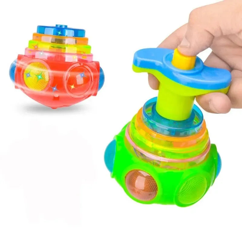 1 PCs Random Color Luminous Music Rotating Gyroscope Outdoor Toys Colorful Lights Luminous Toys Notes ALPENZO