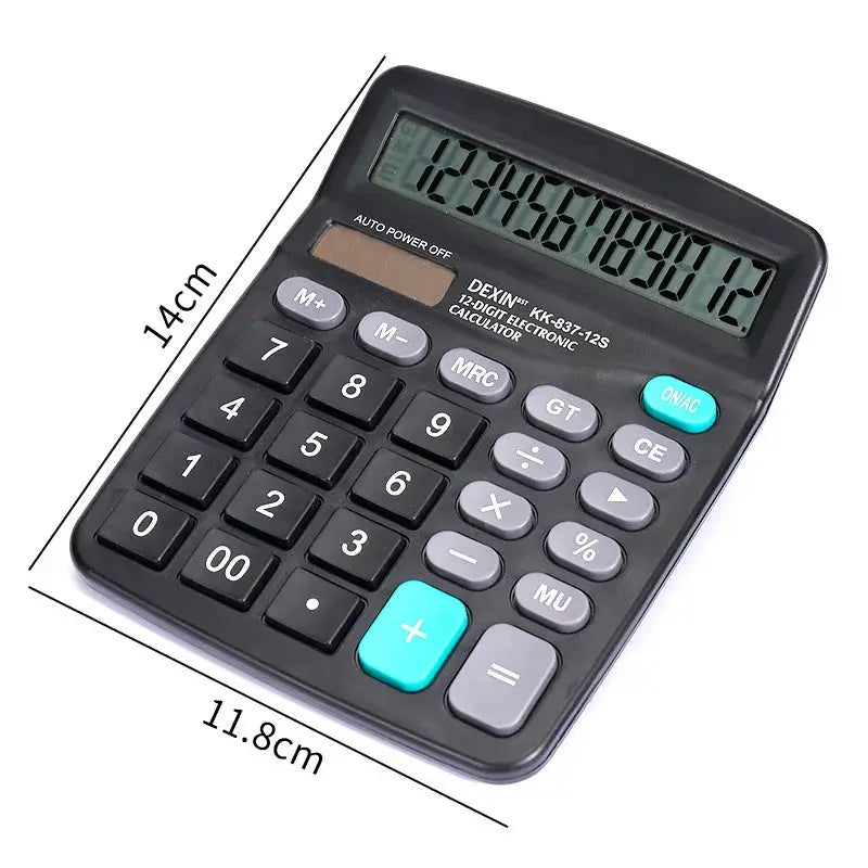12-Digit Large LCD Display Calculator Standard Function Calculator with Solar & Battery Dual Power for Home Basic Desktop Office - ALPENZO
