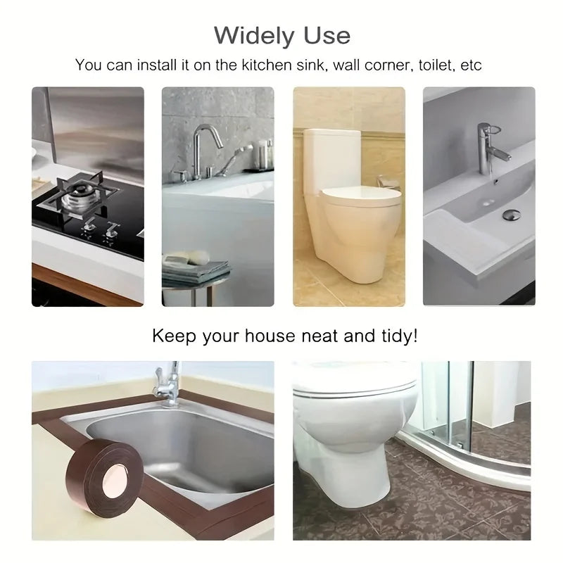 PVC Sealing Strip Tape Bathroom Bath Toilet Caulk Tape Self Adhesive Waterproof Mildew Proof Tapes For Kitchen Sink Wall Corner - ALPENZO
