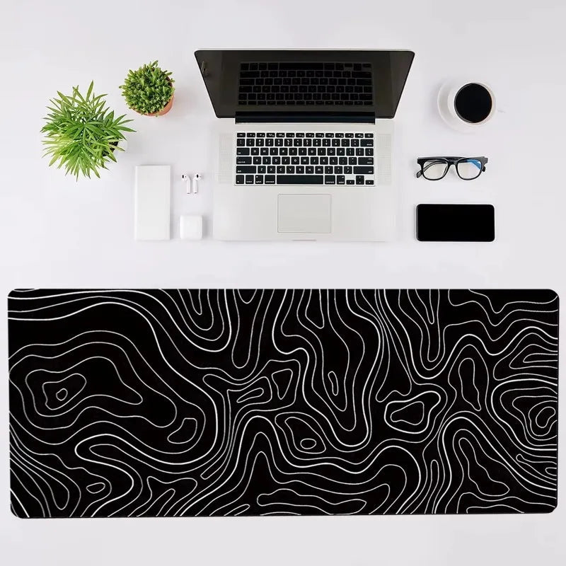 Large Extended Gaming Mouse Pad with Non-Slip Rubber Base,Topographic Design,for Full Desk Keyboard and Mouse Support ALPENZO
