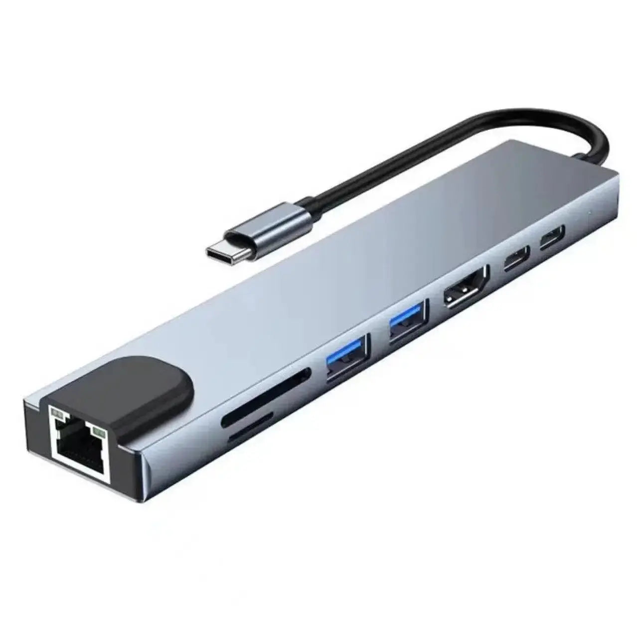 Usb 8 In 1 Type C 3 1 To 4k HdTV Hub Adapter With Sd Tf Rj45 Card Reader Pd Fast Charge For Macbook Notebook Computer - ALPENZO