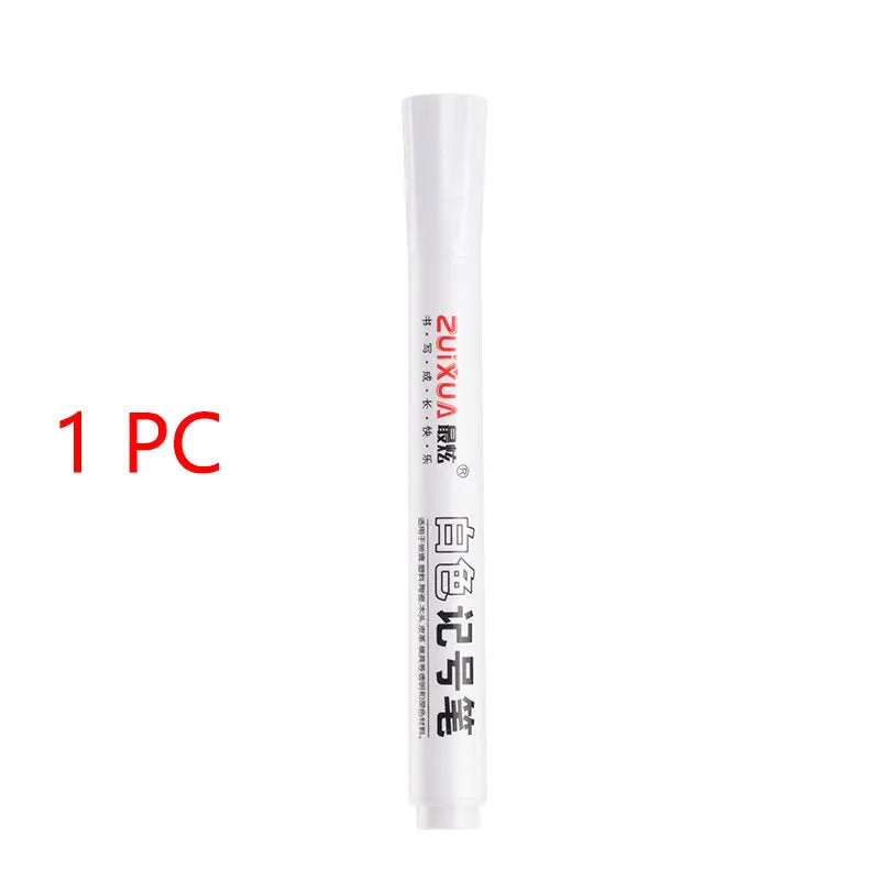 White Marker Pens set 2.0mm Oily Waterproof White Gel Pen DIY Graffiti Sketching Marker Stationery Writing School Supplies brush ALPENZO