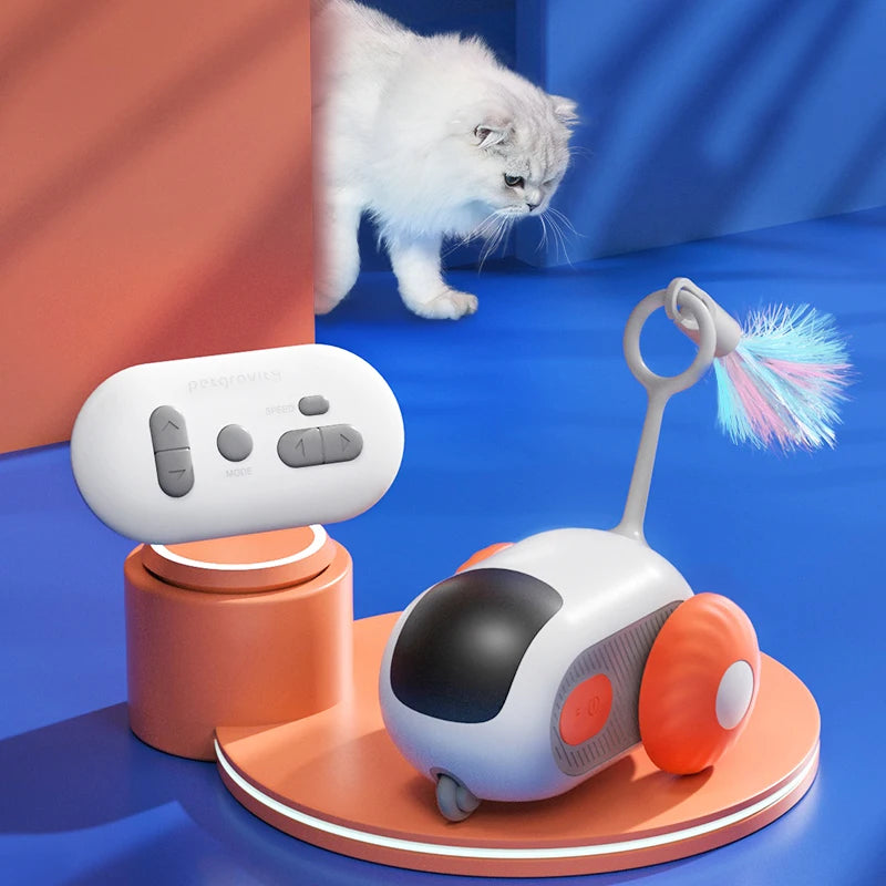 Intelligent Sports Car Remote Control Electric Cat Toys Entertainment Fun Pet Mice Interactive Feathers Cat Sticks Kitten Toy - ALPENZO