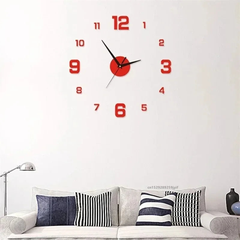 New 3D Acrylic Mirror Wall Clock Sticker for 40CM Fashion DIY Quartz Clocks Watch Home Decoration Living Room Stickers - ALPENZO