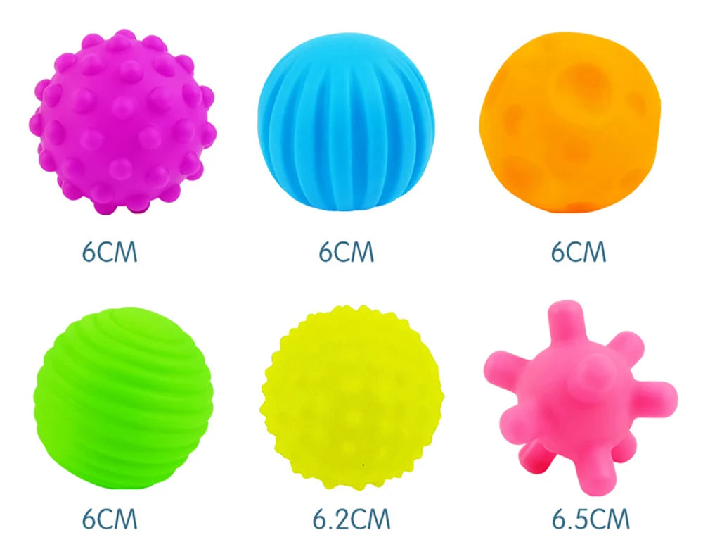 6Pcs Textured Multi Ball Set Develop Tactile Senses Toy Baby Touch Hand Ball Toys Training Ball Massage Soft Balls Kids Gifts ALPENZO