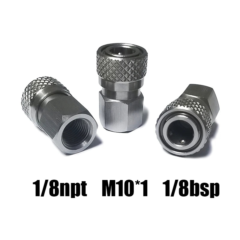 HPA Air Quick Disconnect Male Female Adaptor 8mm Fill Nipple High Pressure 1/8NPT 1/8BSP M10*1 M8*1 Stainless Steel