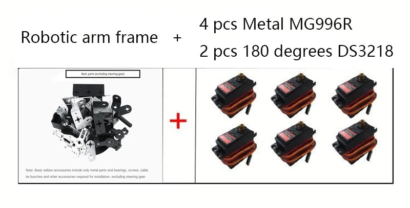 360 Degrees 6 DOF Robot Metal Alloy Mechanical Arm Claw Kit MG996R for Arduino Robotics Kit Educational Ps2 Programmable Toys ALPENZO