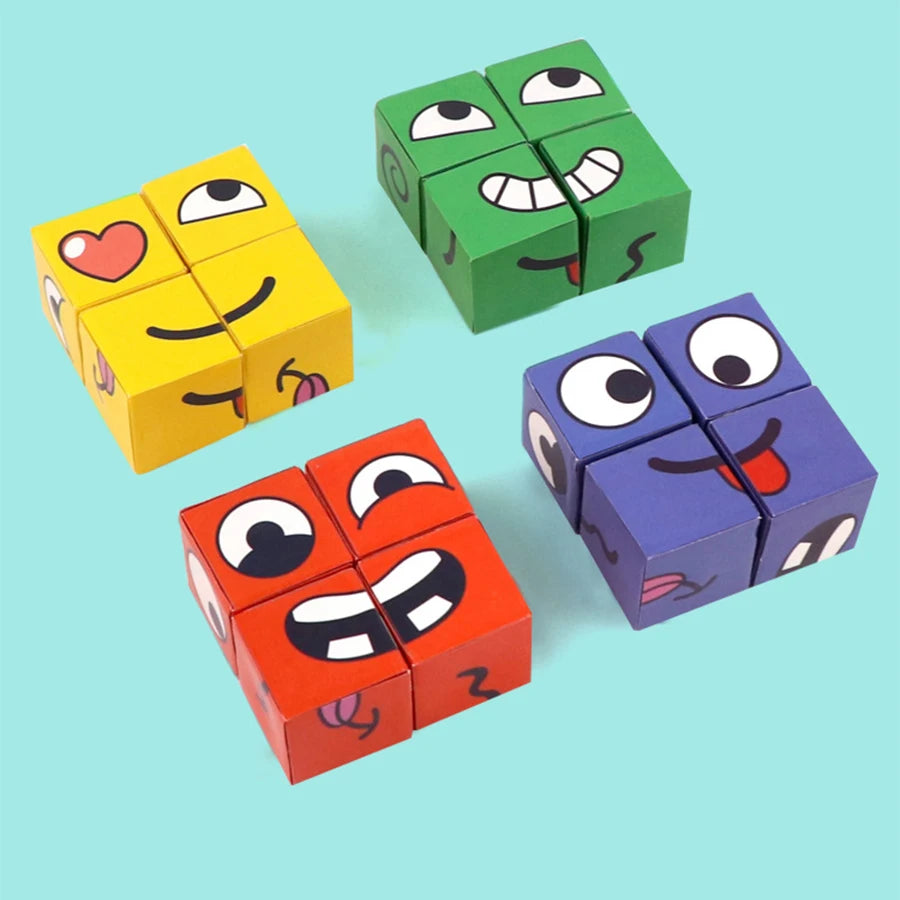 Kids Face Change Expression Puzzle Building Blocks Montessori Cube Table Game Toy Early Educational Toys for Children Gifts ALPENZO