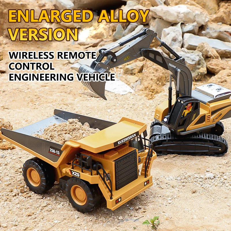 RC Excavator Dumper Car 2.4G Remote Control Engineering Vehicle Crawler Truck Bulldozer Toys for Boys Kids Christmas Gifts ALPENZO