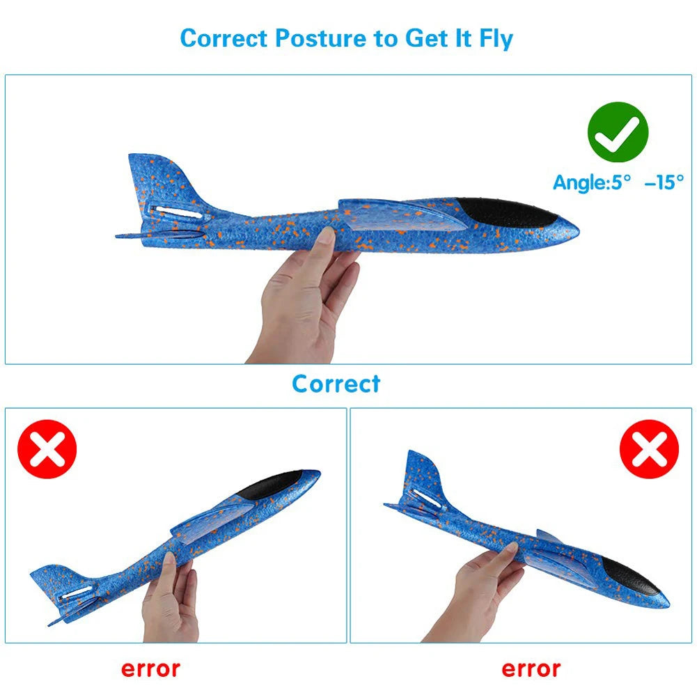 Large Foam Plane Glider Hand Throw Airplane Inertial EPP Bubble Planes Outdoor Launch Kids Toys for Children Boys Gift ALPENZO