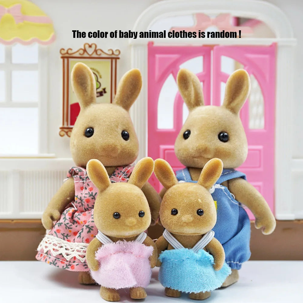 Rabbit Doll 1/12 Micro Dollhouse Reindeer Sheep Elephant Squirrel Family Kitchen Toy Miniature Furniture Set Girl Toy Gift ALPENZO