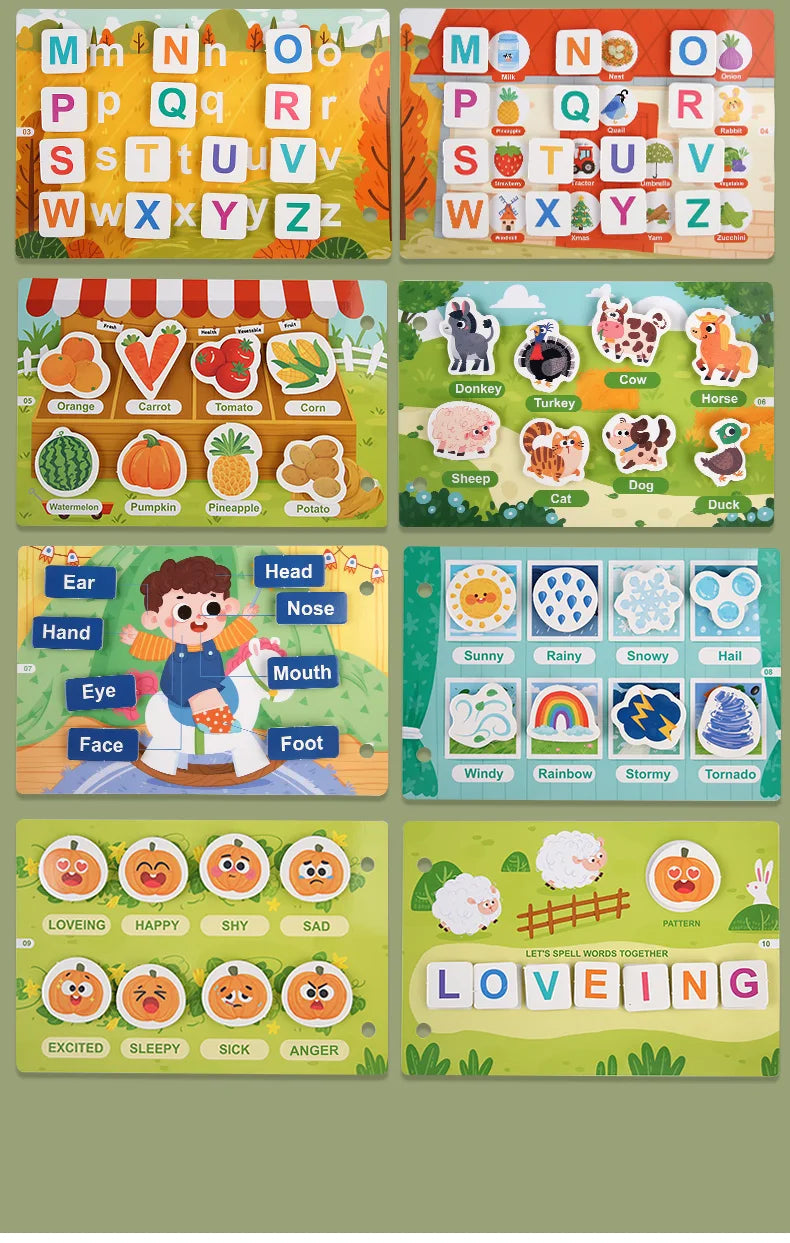 New Montessori Scene Stickers for Children DIY Hand-on Puzzle Reusable Books Cartoon Learning Cognition Toys for Kids Gift ALPENZO