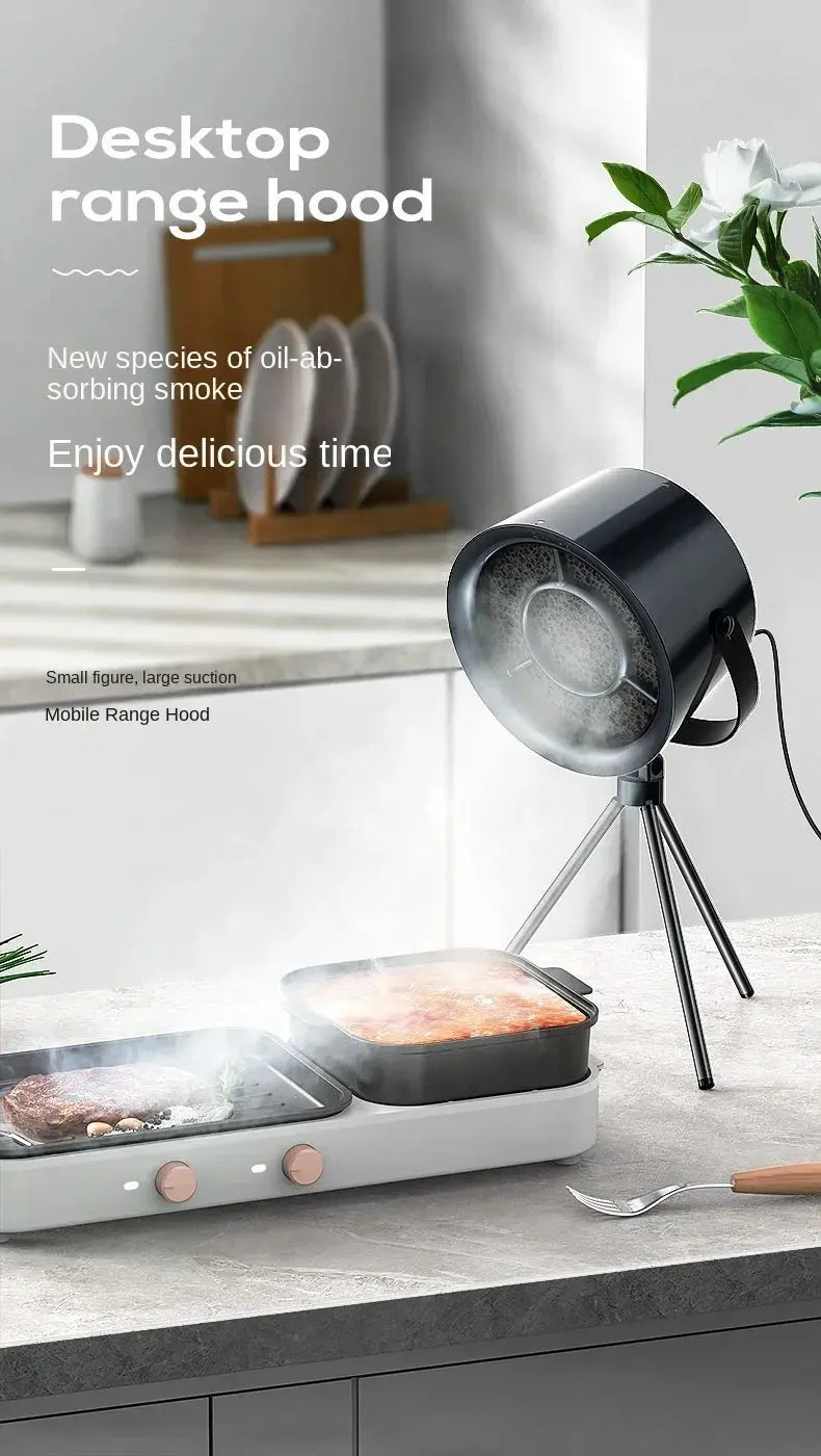 New USB Desktop Range Hoods Portable Exhaust Fan Small Kitchen Hood Extractor Barbecue Large Suction Cooker Hood - ALPENZO