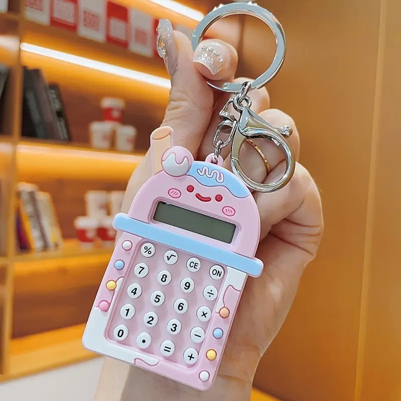 1pc Calculator Keychain Mini Portable Calculator With Creative Cute Keychain 8-Digit Display Pocket Calculator Keychain ALPENZO