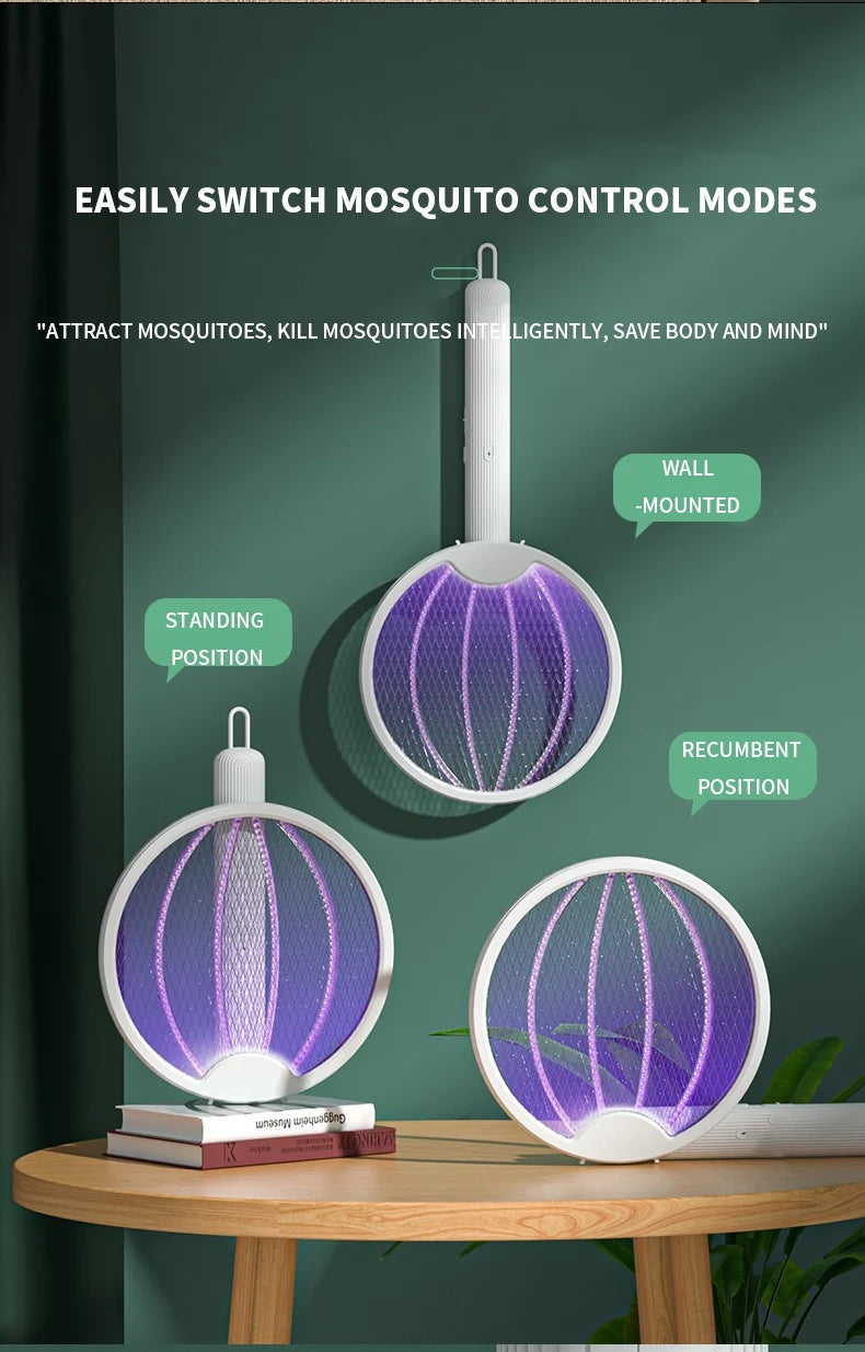 Clearance_Foldable Electric Mosquito Killer Fly Swatter Trap USB Rechargeable Mosquito Racket Insect Killer with UV Light Bug Za - ALPENZO
