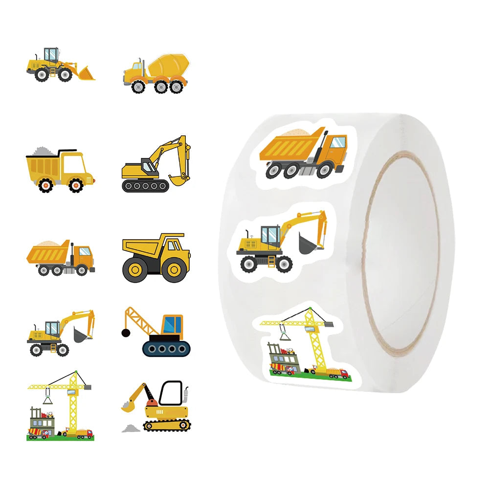 500Pcs Construction Vehicle Sticker Roll For Kids Reward Encourage Sticker For Labels Thank You Sticker Kids Toys ALPENZO