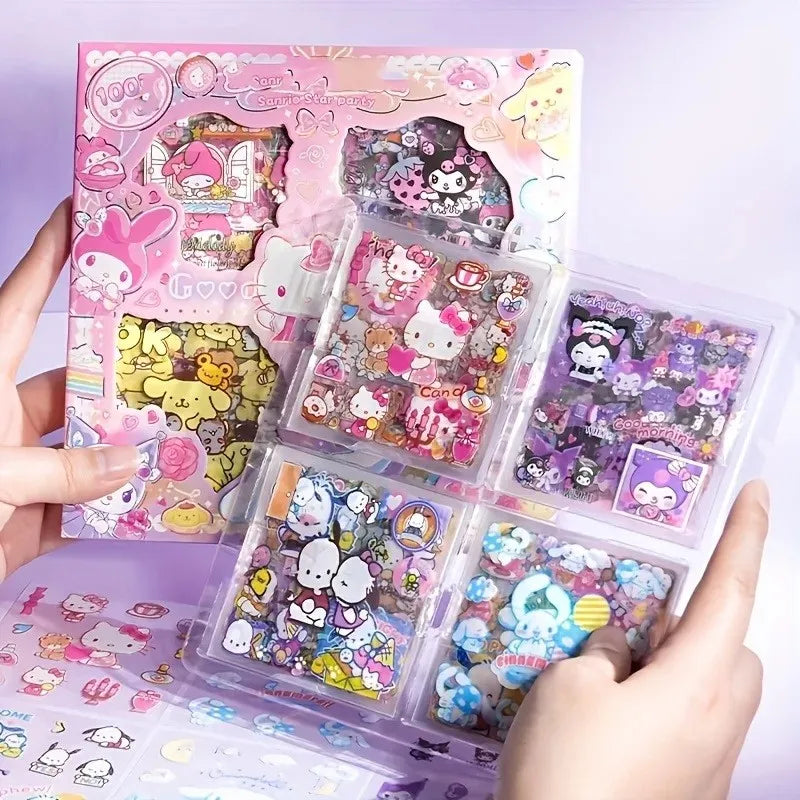 Non-Repeating 100-Piece Sticker Set Cinnamoroll Kuromi Waterproof Stationery Sticker Gift Box Birthday Gift ALPENZO