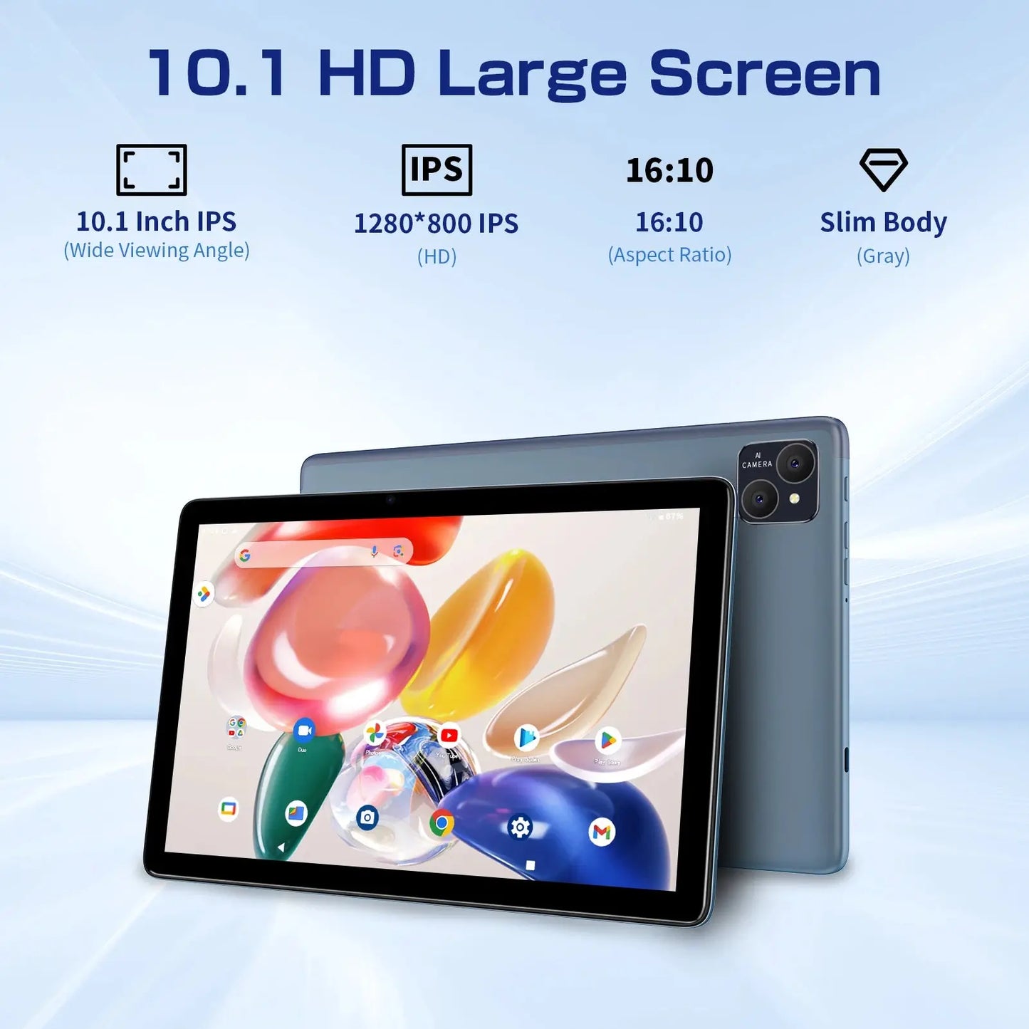 VASOUN Android 14 Tablet 10.1", 12GB(6+6 Expand) RAM, 128GB ROM, Octa Core, Dual SIM 4G Unlocked With 2.4G/5G WiFi GPS - ALPENZO