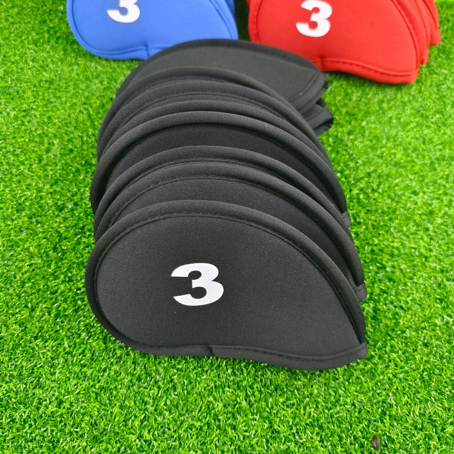 10Pcs/set Golf Iron Head Covers Iron Golf Club Protective Black/Red/Blue Golf Club Iron Head Protector Golf Accessories