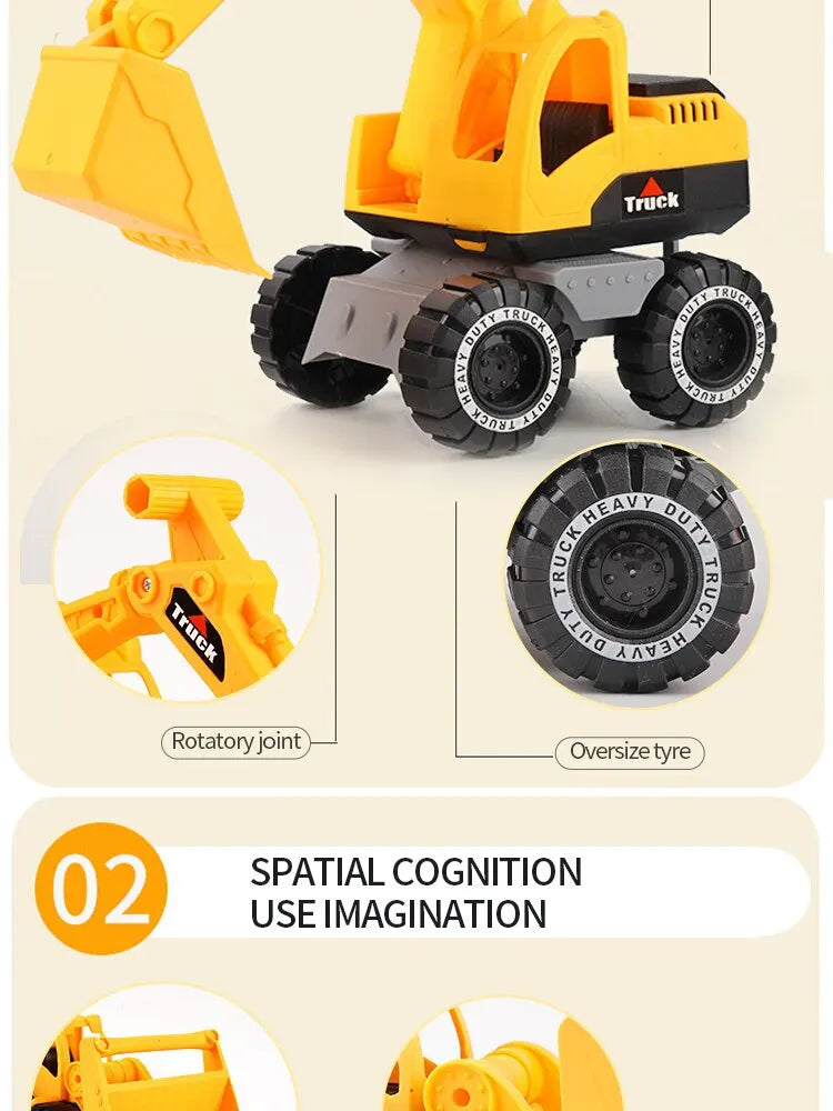 Excavator Dump Truck Model Toy Engineering Vehicle Set .Construction Fleet Toddler Early Education Construction Vehicles Toys ALPENZO