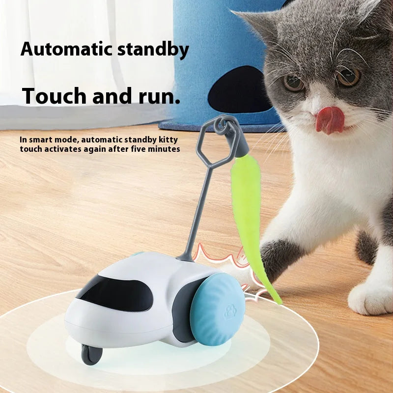Smart Interactive Cat Toy Car Auto-Running Pet Vehicle with Obstacle Detection Durable for Indoor Cats Play - ALPENZO