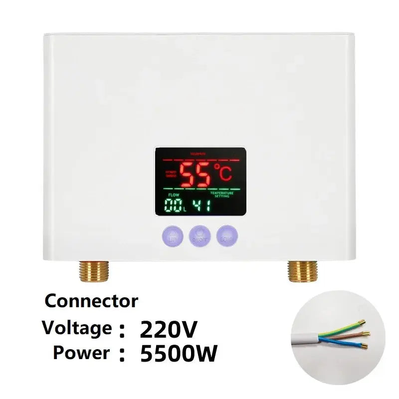 110V/220V Instant Water Heater 3000W/5500W Wall-Mounted Electric Heaters for Bathroom Hot Water Shower and Home Kitchen Heating - ALPENZO
