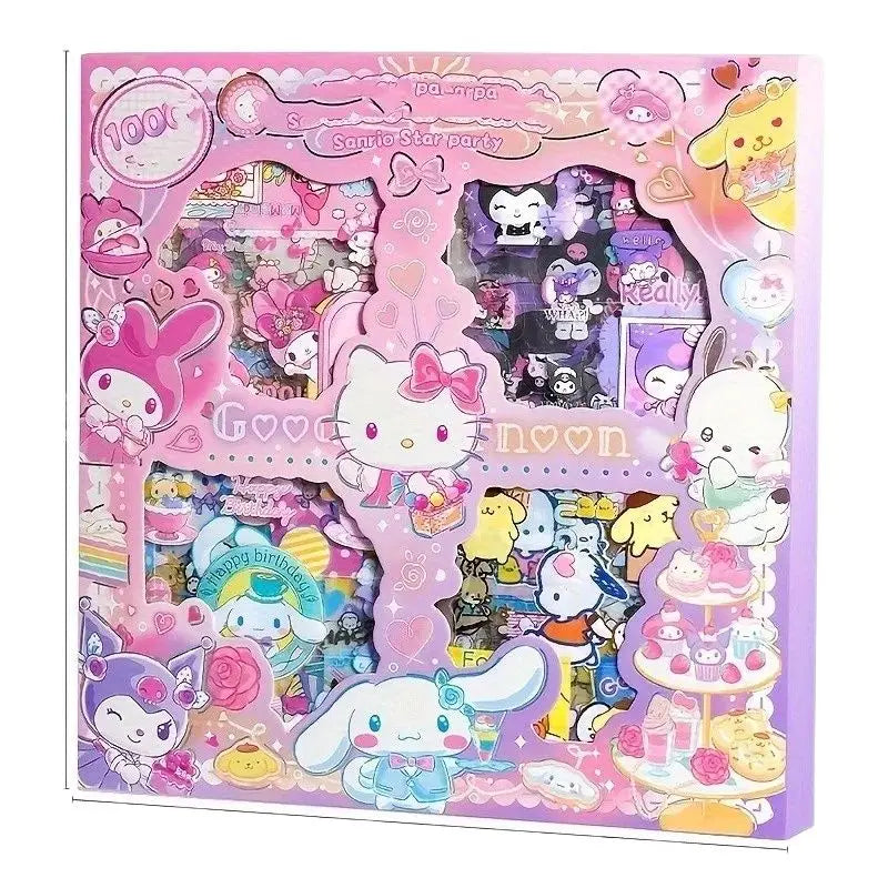 Non-Repeating 100-Piece Sticker Set Cinnamoroll Kuromi Waterproof Stationery Sticker Gift Box Birthday Gift ALPENZO