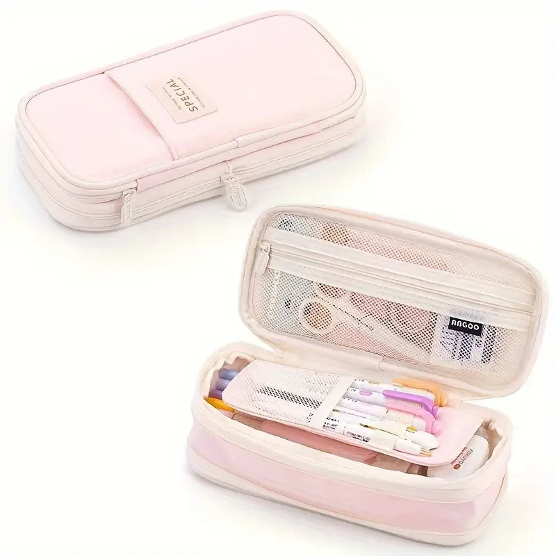 Kawaii Pencil Case Large Capacity Pen Bag Double Layer for Students Pouch Holder Box Office Stationery Back to School Supplies ALPENZO