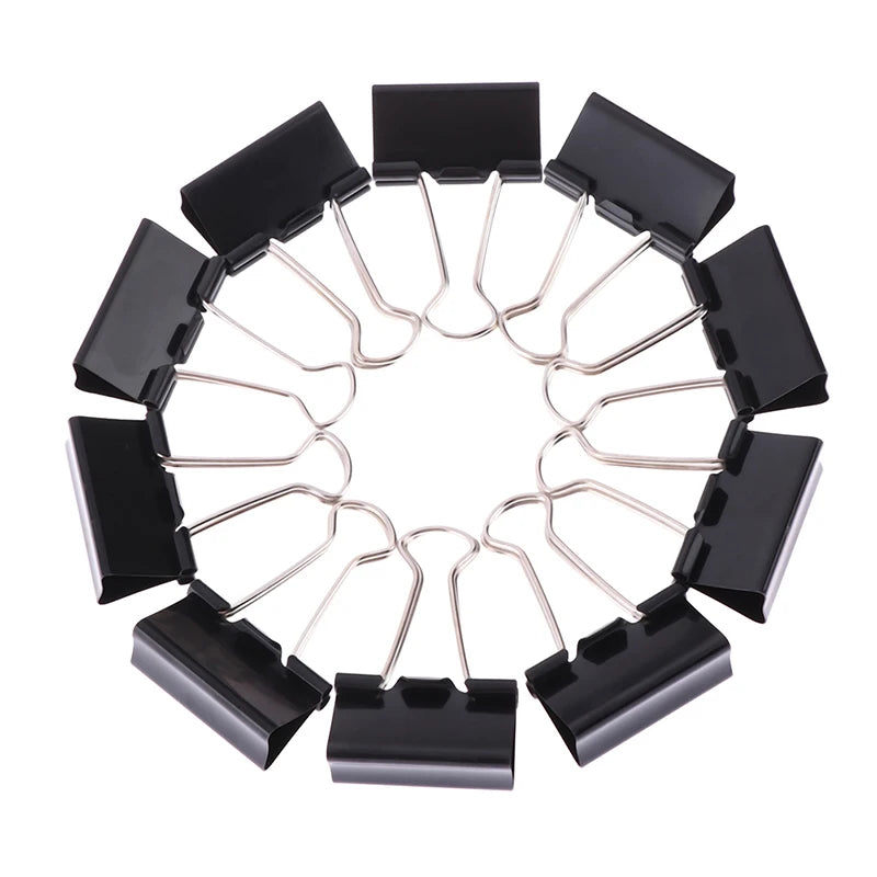 10pcs/lot Black Metal Binder Clips 19mm/ 25mm/ 32mm Notes Letter Paper Clip Office Supplies Binding Securing ALPENZO