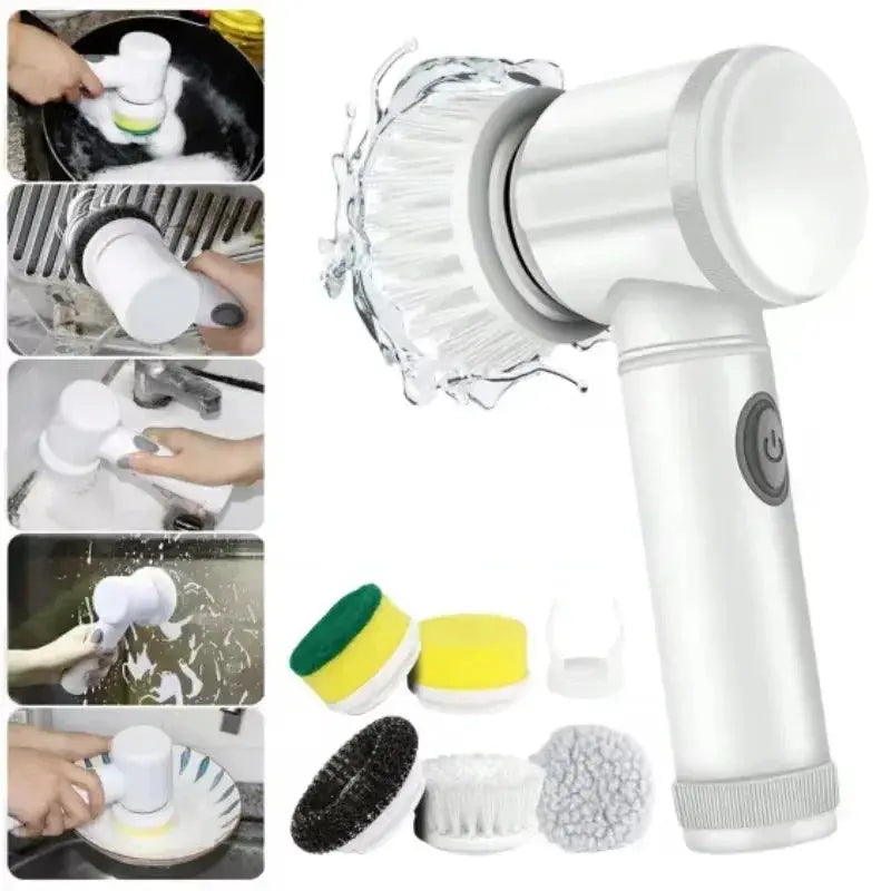 New Electric Spin Scrubber,Bathroom Cleaning Brush Power Scrubber with 5 Replaceable Brush Heads, 5 in 1 Electric Cleaning Brush - ALPENZO