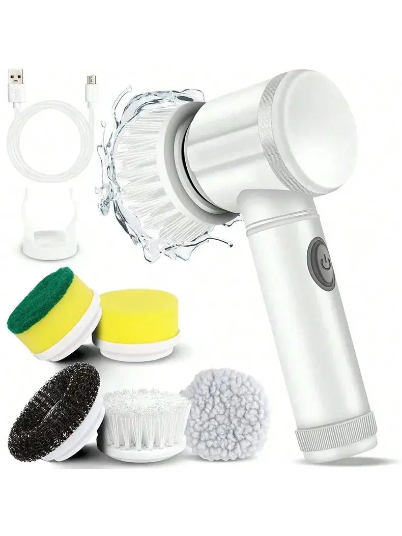 New Electric Spin Scrubber,Bathroom Cleaning Brush Power Scrubber with 5 Replaceable Brush Heads, 5 in 1 Electric Cleaning Brush - ALPENZO