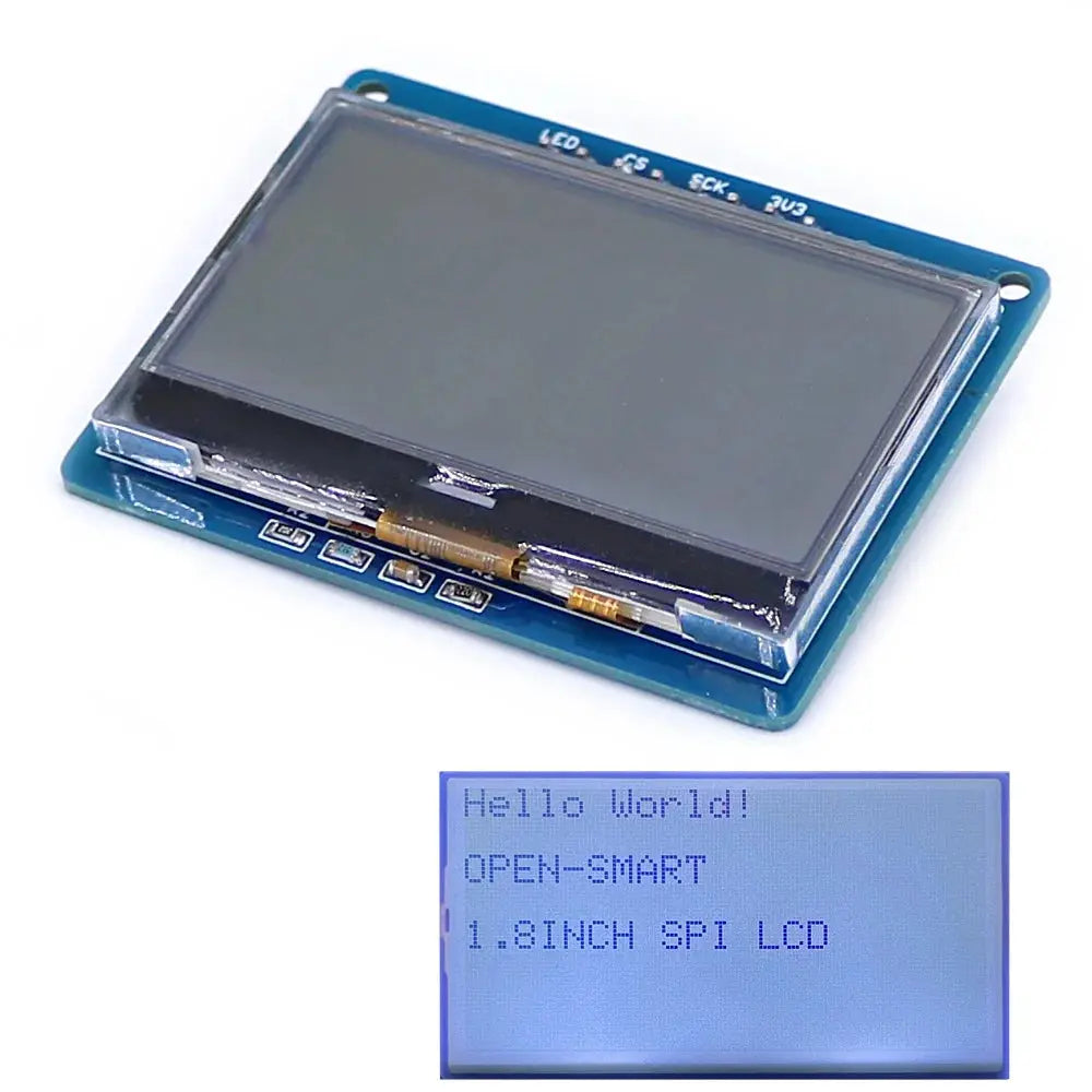 OPEN-SMART With Backlight LED 3.3V 1.8 Inch 128 * 64 Serial SPI Monochrome LCD Shield Breakout Board Module for Arduino - ALPENZO