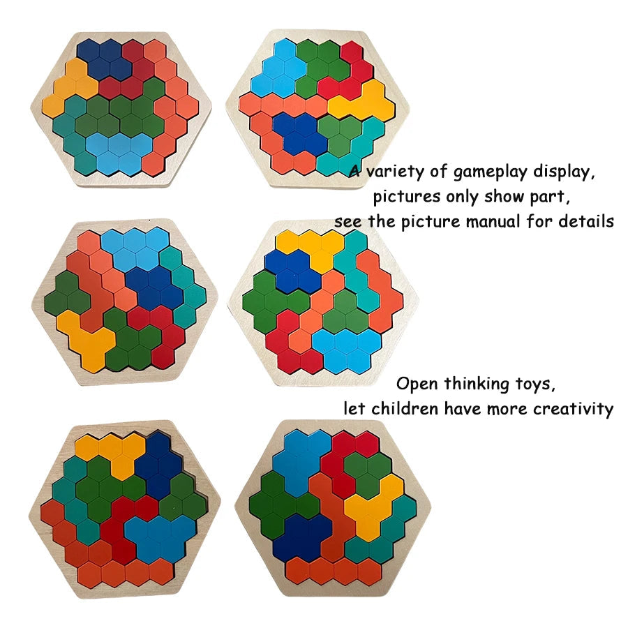 Wooden Tangram Jigsaw DIY Puzzle Kids Learning Educational Toys for Children Thinking Training Wood Toy Puzzles Montessori Games ALPENZO