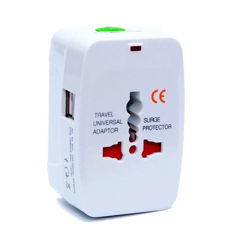 Power Plug, Global International All-in-One Travel Adapter Dual USB Charging Port For US EU UK Australia Universal Wall AC - ALPENZO