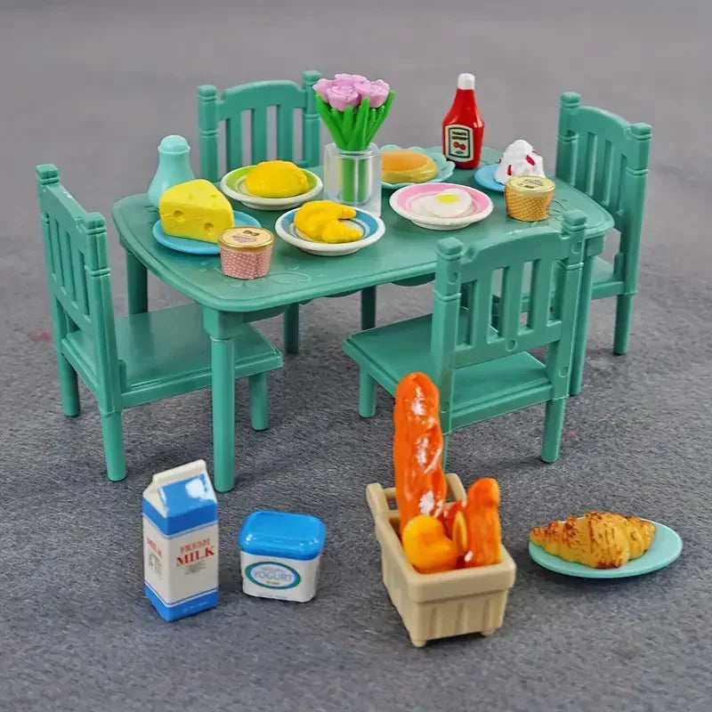 1:12 Miniature Furniture Forest Family Kitchen Toy Dining Table Dollhouse Accessories Bathroom Pretend Play For Girl Gifts Toys ALPENZO