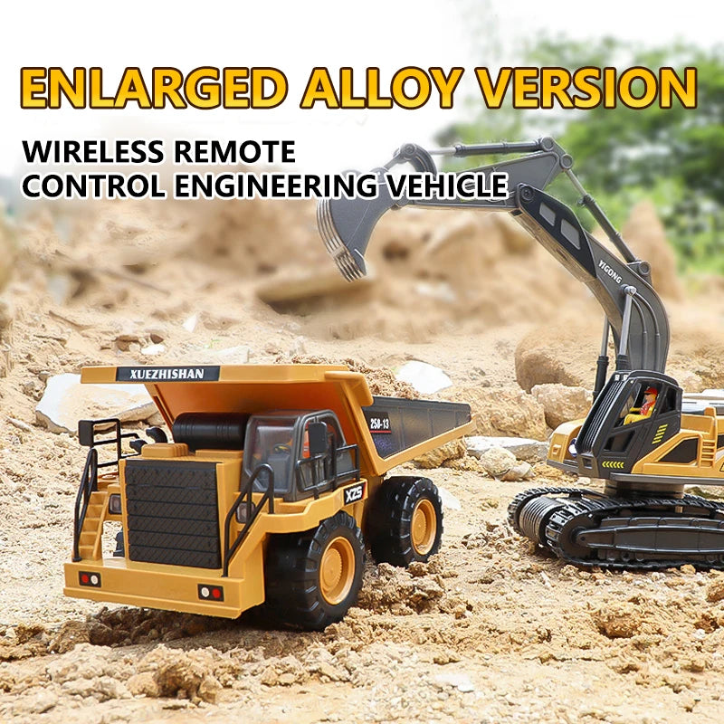 RC Excavator Dumper Car 2.4G Remote Control Engineering Vehicle Crawler Truck Bulldozer Toys for Boys Kids Christmas Gifts ALPENZO