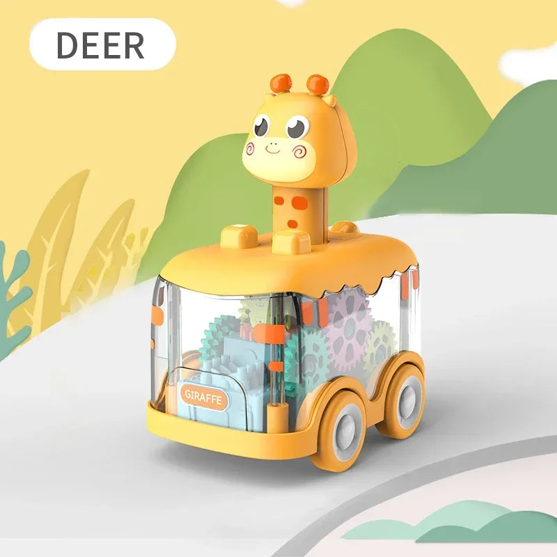 Press Gear Car Children's Toy Car Pull Back Boy Children Inertial Car Puzzle Animals Car ALPENZO