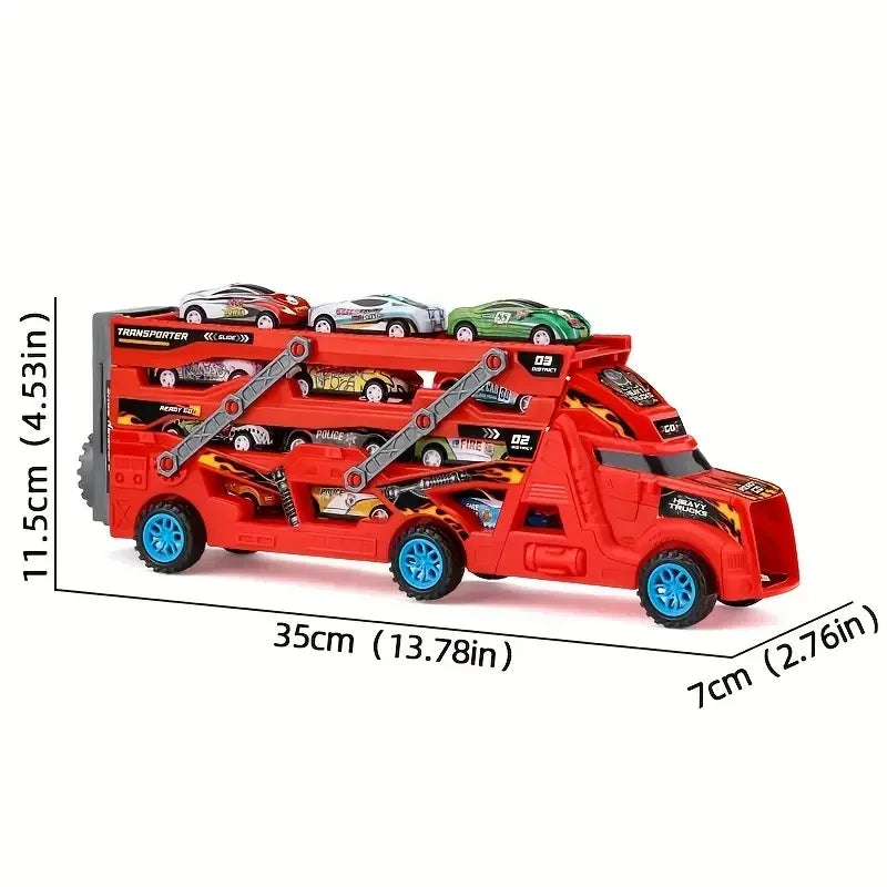 Large Kid Truck Deformation Transporter Car Toys Models Educational Model Folding Track Racing Vehicle Boys Girls Birthday Gift ALPENZO